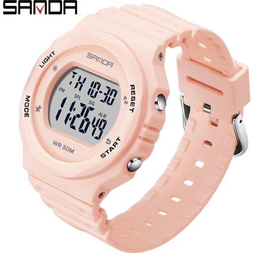 SANDA Fashion Brand Sports Ladies Watch LED Electronic Digital Waterproof And Shockproof Girl Clock Boy Watch Relogio Feminino