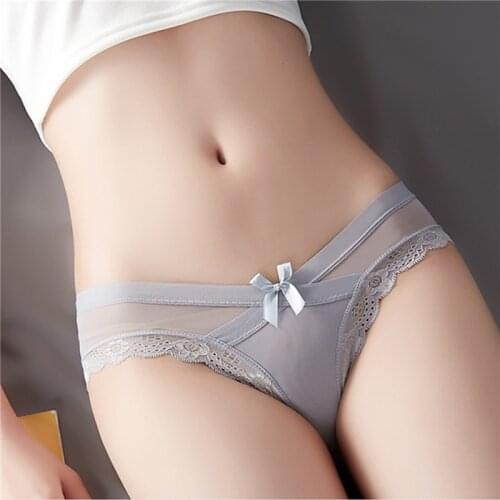 Sexy Lace Briefs Skin Friendly Bow Low Rise Women Underpanties Solid Color Soft Daily Underwear Female Lingerie