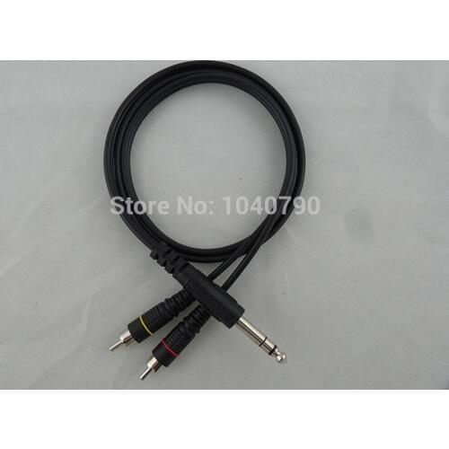 Free Shipping RCA plugs Three core 6.5/6.35/6.3 stereo to double lotus RCA Audio and video signal transmission line 1.5M 4.8ft