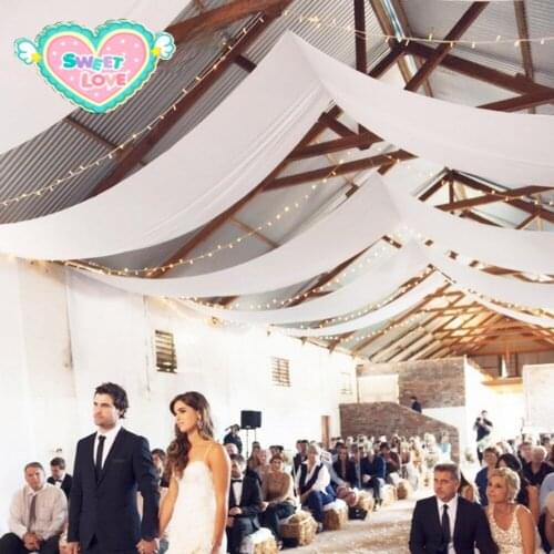 Wedding Ceiling Drapery Ice Silk Curtain Panel Roof Canopy Flat Fabric Draping For Banquet Event Party Church Hall Decoration