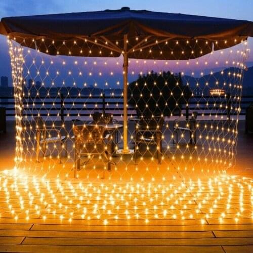 1.5X1.5M 3X2M Led Curtain Net Mesh Fairy String Lights Garland Fairy Lamp Wedding Party Holiday New Year Outdoor Garden Decor