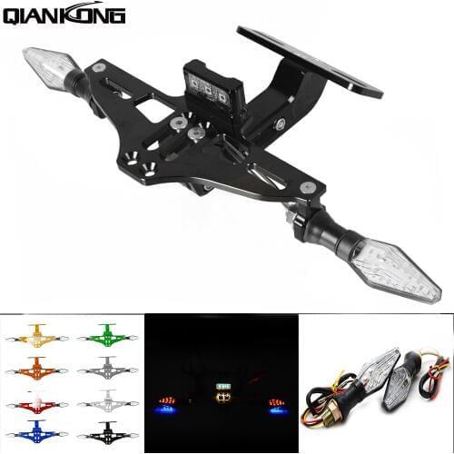 For BMW G650 Sertao F650CS SCARVER HP2 EnduRo Megamoto Universal Motorcycle Adjustable Angle Aluminum License Number Plate Frame