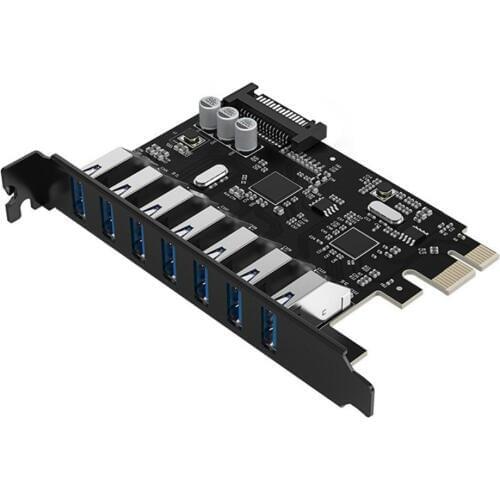 USB 3.0 7 Port PCI-E Express Card Sata to 15 Pin High Speed Extender Adapter Card Power Connector