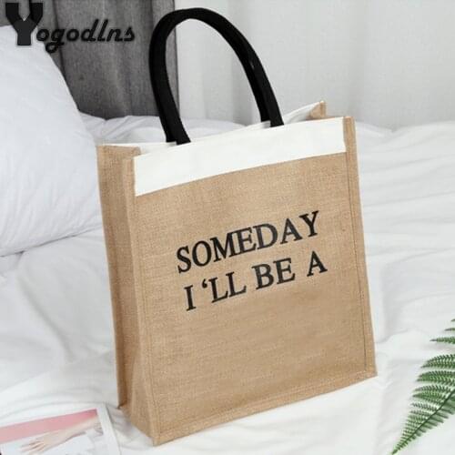 Large Capacity Tote Bags For Women Fashion Cotton Linen Handbag Casual Letter Printing Designer Female Shopping Shoulder Bags