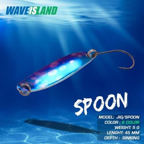 WAVEISLAND Hard Spoon Baits Metal Fishing Lure 5g 45mm Spinner Baits For Trout Bass Fishing Tackle Wobblers Shore Casting Jig
