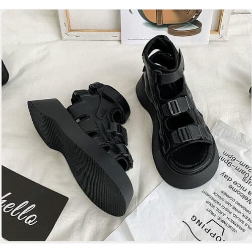 Womens new thick bottom muffin summer 2021 student Velcro ROMAN SANDALS