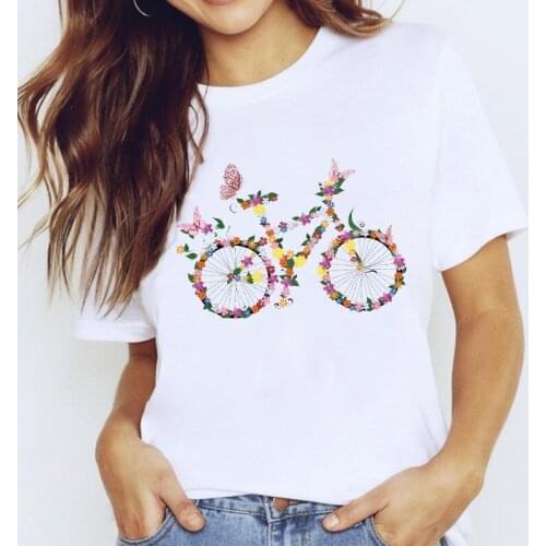 Women T-shirts 90s Butterfly Bike Cute Harajuku Fashion Tops Femme Tshirt Summer Girls O-neck Casual Top Tee Ladies Clothing