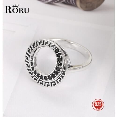 Fine Boho Vintage Womens Rings Sterling Silver 925 Jewelry Wide Zircon Black Diamond Ring With Stone Unique Design