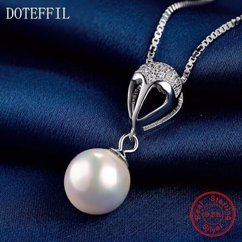 Gift Of Love AAAA Pearl Necklace Woman 925 Silver Charm Round 10mm Pearl Pendant Necklace 100% Sterling Silver Luxury Jewelry