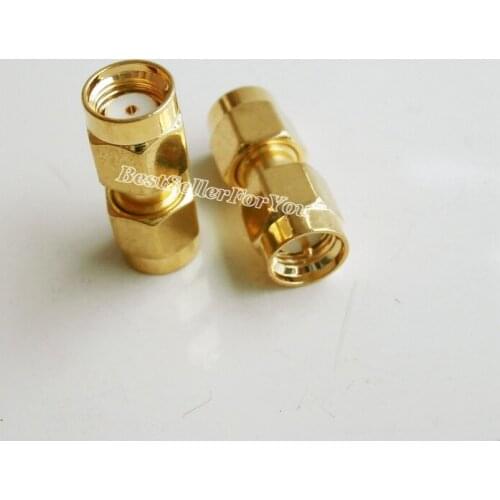 1Pcs RP SMA RPSMA Male Female Pin Jack To SMA Male Straight RF Connector AdapterBrass