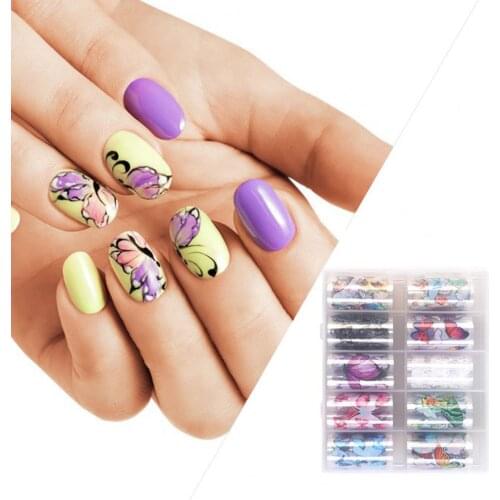 10Pcs/Set Manicure Decals Lightweight DIY Multicolor Butterfly Nail Art Transfer Stickers for Women