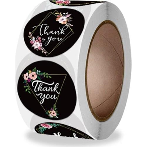 100-500Pcs Round Thank You Sticker Seal Labels Flower Stationery Stickers For Mailing Supplies Packaging Decoration Stickers