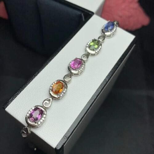 100% Natural and Real Sapphire Bracelet Natural And Real Sapphire Bracelet 925 sterling silver Fine jewelry Sapphire Bracelet