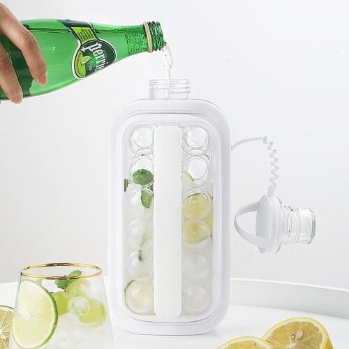 Ice Ball Maker 2 in 1 Portable Ice Kettle Cube Making Mould Whiskey Cocktail Round Tray Mold Water Bottle Container Bar Tool