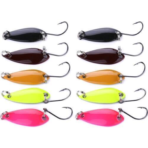 3cm 2.6g artificial spoon lures hard bait spinner bait multicolor 10pcs/lot fishing spoon lure trout lure bass lure