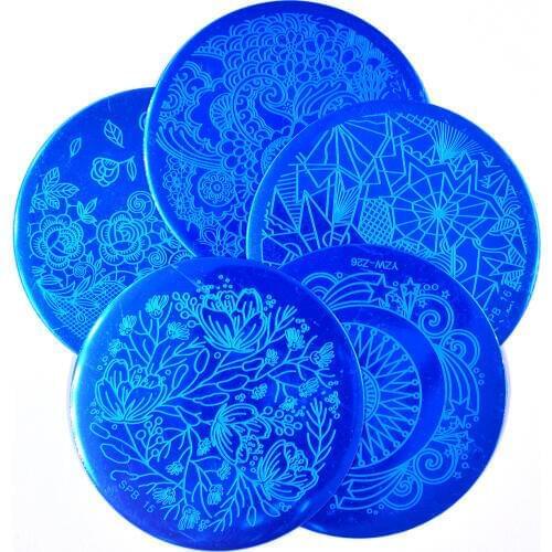 YWK 5.6cm Round Stamping Plates Lace Flower Stainless Steel Nail Art Stencil Nail Stamp Template Nail Accessories French Nails