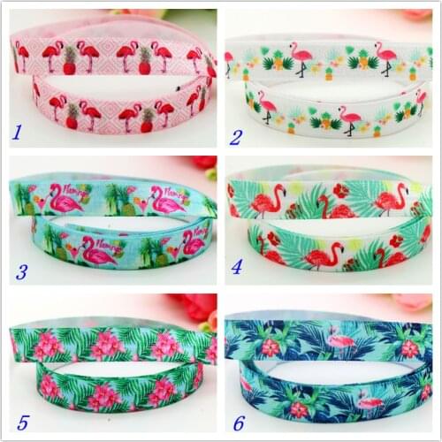 5/8'' Free shipping Fold Elastic band flamingo pineapple printed FOE headband headwear hairband decoration wholesale OEM S541