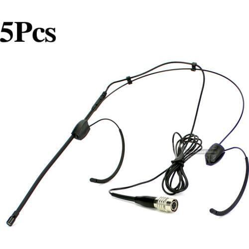 5Pcs 4 Pins Hirose Dual Earset Headworn Microphone Headset Mic For Audio Technica Wireless Bodypack Transmitter AEW T1000a R4100