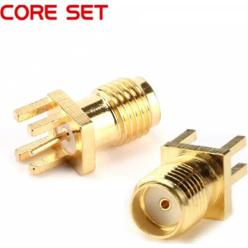 5Pcs SMA Female Jack Connector For 1.6mm Solder Edge PCB Straight Mount Gold plated RF Connectors Receptacle Solder