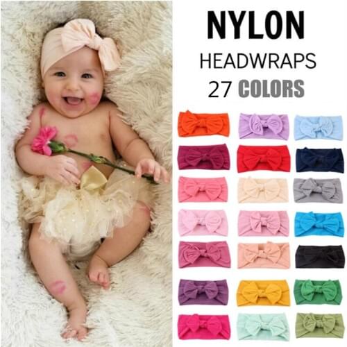 0-2Y Newborn Toddler Baby Girls Head Wrap ins Rabbit Big Bow Knot Turban Headband Hair Accessories Baby Gifts 27 Colors For Girl
