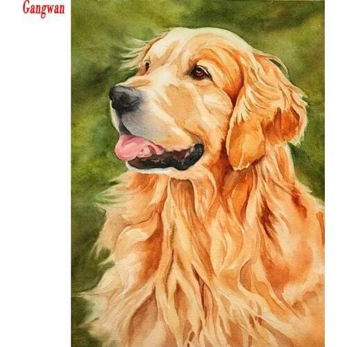 Diamond Embroidery,Full,Diamond Painting,Cross Stitch,Golden retriever dog,5D,round,square,Rhinestone,Mosaic,decoration,sticker