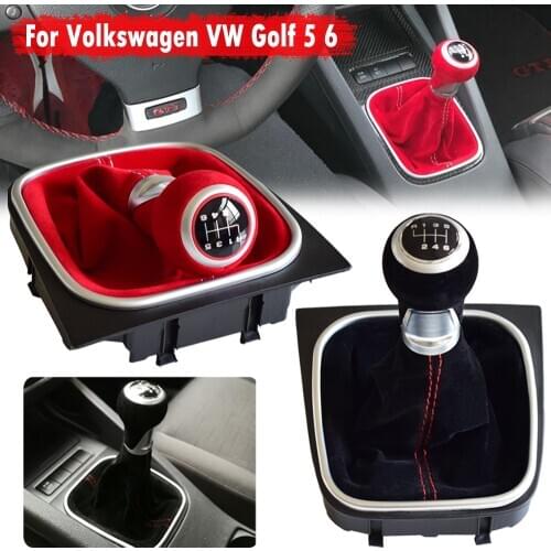 Car Accessories Gear Shift Knob Lever With Gaiter Boot For Volkswagen Golf 6 MK6 GTI 2004-2009 Suede Leather Car Styling