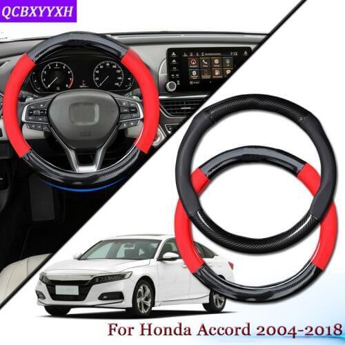 Car Carbon Fiber Leather Car Steering Wheel Cover Car Steering-wheel Hubs Automobile Auto Accessories For Honda Accord 2004-2018
