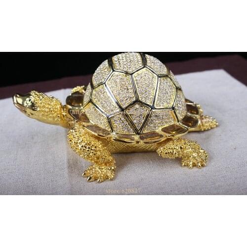 Big Size faberge turtle jewelry trinket box Turtle Crystals Jewellery Jeweled Trinket Gift Box Turtle russian Jewellery box