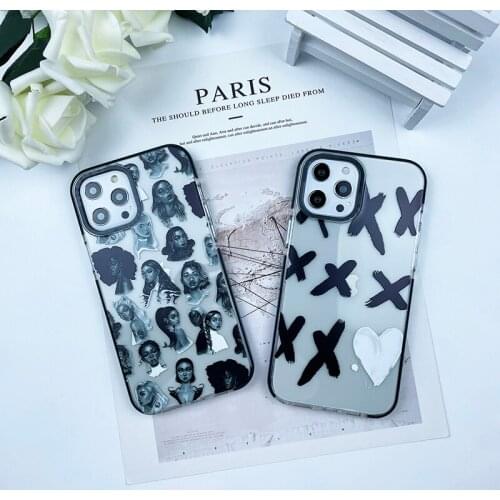 INS Stylish Hip-Hop Girl Transparent Soft Phone Case For iPhone 11 Pro MAX 12 Pro Max X XS XR 7 8 plus SE 2020 Luxury Back Cover