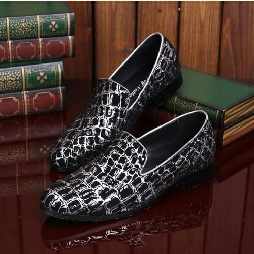 Christia Bella Handmade Classical Mens Slip on Loafers Shoes Genuine Leather Male Party Flats Shoes Men Leisure Time Prom Shoes
