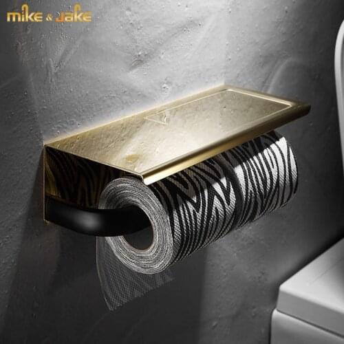 Bathroom paper holder black gold metal paper shelf toilet phone holder with paper holder wall paper rack