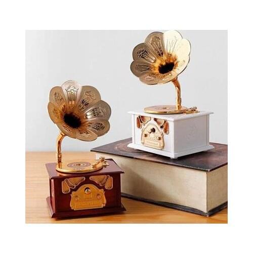 European Retro Folding Classical Horn Phonograph Record Phonograph Music Box Jewelry Cosmetic Box Home Decoration Birthday Gift