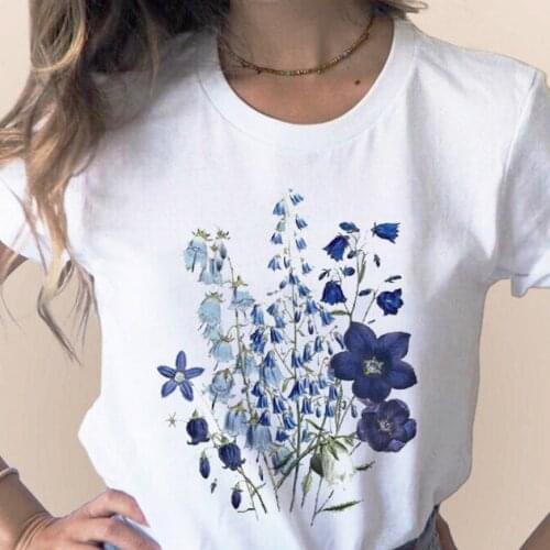 Women T-shirts Flower Lady Fashion Top Female T Shirt 90s Harajuku Kawaii Graphic Tees Top Graphic Printed Summer Clothes