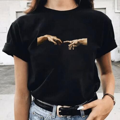 Van Gogh Women Brand Black T-shirt Summer Short Sleeve White 90S Harajuku T-shirt Girl Fashion Streetwear Tee Clothes,Drop Ship