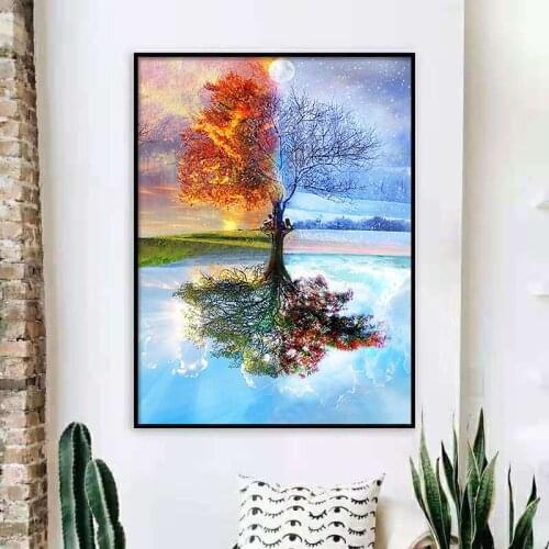 GATYZTORY DIY HandPainted Oil Painting Painting By Numbers Tree Picture Paint Home Decor Unique Gift
