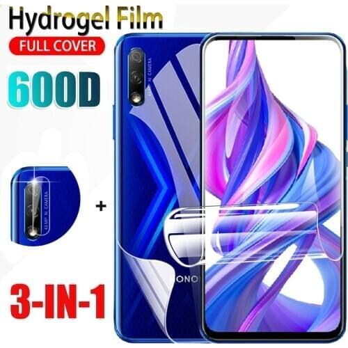 3-in-1 Hydrogel Film Screen Protector For Huawei Honor 9 9a 9c 9x global china 8a 8c 8s 8x with Camera Lens Film and back film