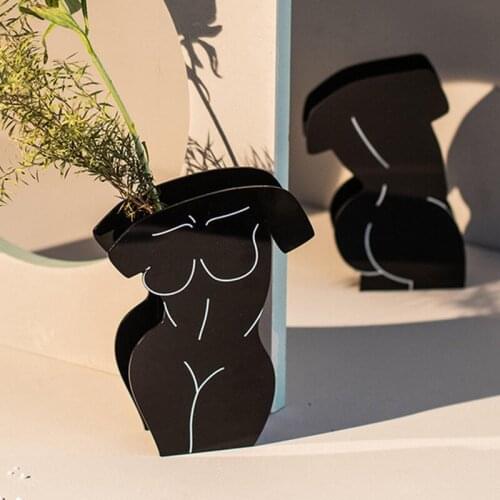 Art Vase Body Shape Simple Acrylic Flower Arrangement Flower Decoration Home Ornaments Durable can CSV