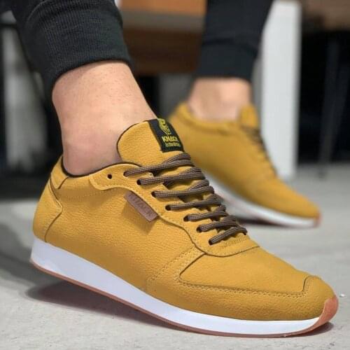 Knack Casual Male Shoes 002 Yellow Nubuck Seasonal Orthopedic Casual Sport Sneaker Spring Summer 2021 Fashion Lace-Up Style