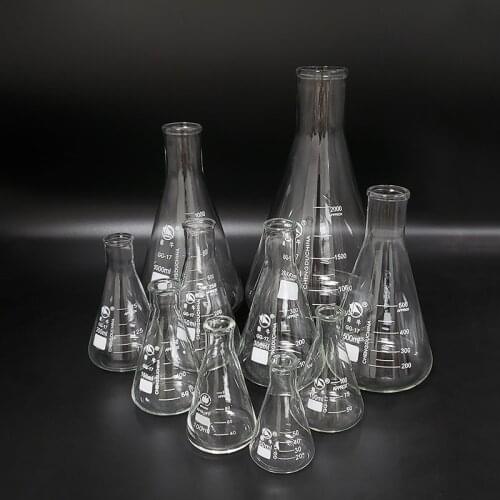 1 Pc Thicken 50ml-1000ml Erlenmeyer Borosilicate Glass Flask Narrow Neck Conical Triangular Flasks Laboratory Chemical Equipment