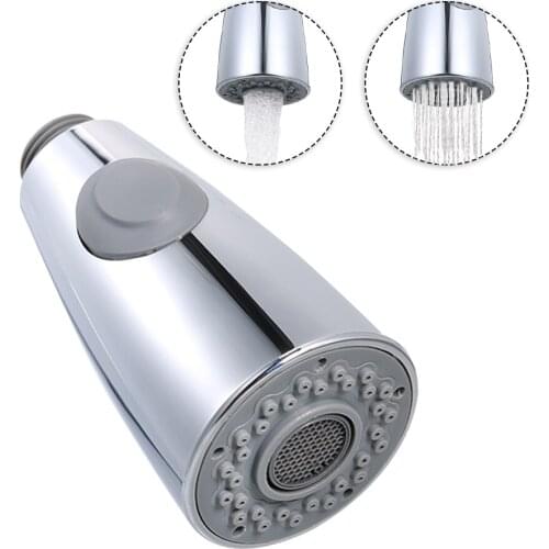 Kitchen Sink Faucet Head 2-Function Pull Out Spray Head with Check Valve Replacement Part G1/2 Connections Polished Chrome