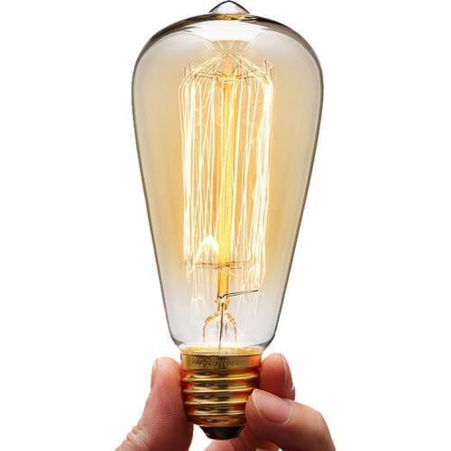 40W E27 220-240V Edison Light Bulb, Retro Yellow Light W-filament Bulb Coffee House Decor Industrial Style Lamp