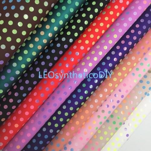 1PC 21X29CM Iridescent Polka Dots Embossed Synthetic Leather Fabric Leather Sheets For Making Bows LEOsyntheticoDIY R236