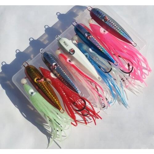 5pcs/Lot Inchiku Bottom Ship Metal Jigs Lure Squid Octopus Skirt Assist Hooks 40g 60g 80g 100g 120g 150g 200g Saltwater Fishing