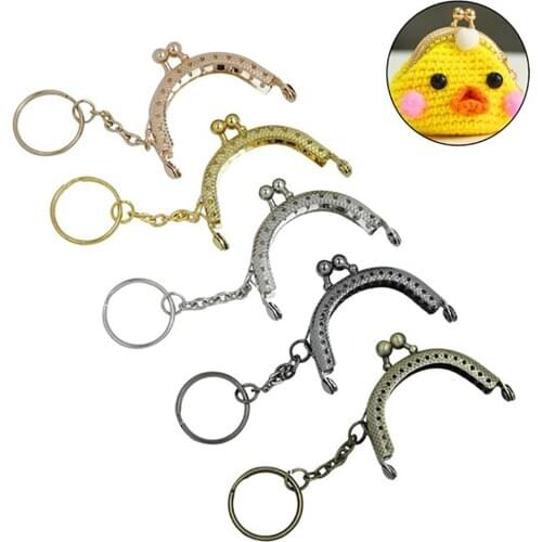 Metal Coin Purse Bag Change Purse Frame with Keychain Arch Frame Kiss Clasp Lock DIY Craft wallet accessaries 5cm