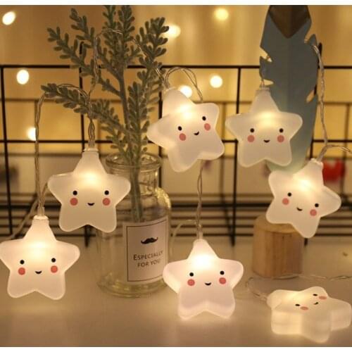 10Leds Cute Star Led String Lights Fariy Garland Christmas Decorations for Home Bedroom New Year Holiday Battery Powered