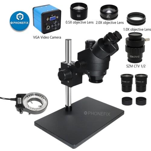 3.5-90X Continuous Zoom Simul Focal Trinocular Stereo Microscope 38MP VGA HDMI-Compatible Video Camera Phone Soldering Repair