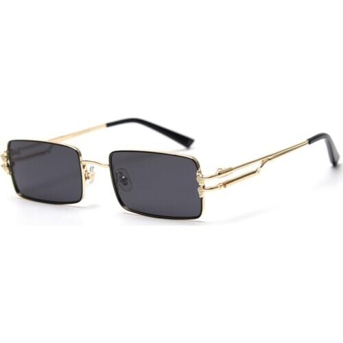 Veshion Gold Rectangular Sunglasses Men Polarized High Quality Male Retro Sun Glasses for Women Metal Frame Full Rim Uv400 2021
