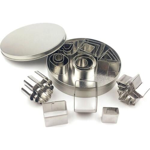 Mini Cookie Cutter Shapes Set - 24 Small Molds to Cut Out Pastry Dough, Pie Crust Fruit , Flower, Heart, Star, Geometric Shapes