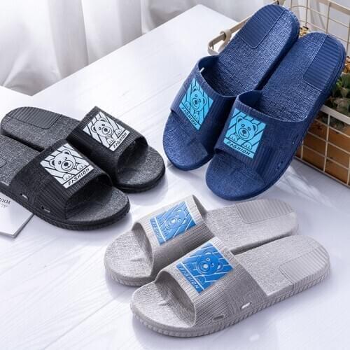 New design digital bear pattern couple slippers summer home bathroom bath antiskid plastic slippers man Waterproof breathable