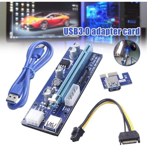 PCIe PCI-E 1X Powered Riser Adapter Card with 60cm USB 3.0 Ver 006C Extension Cable ALI88